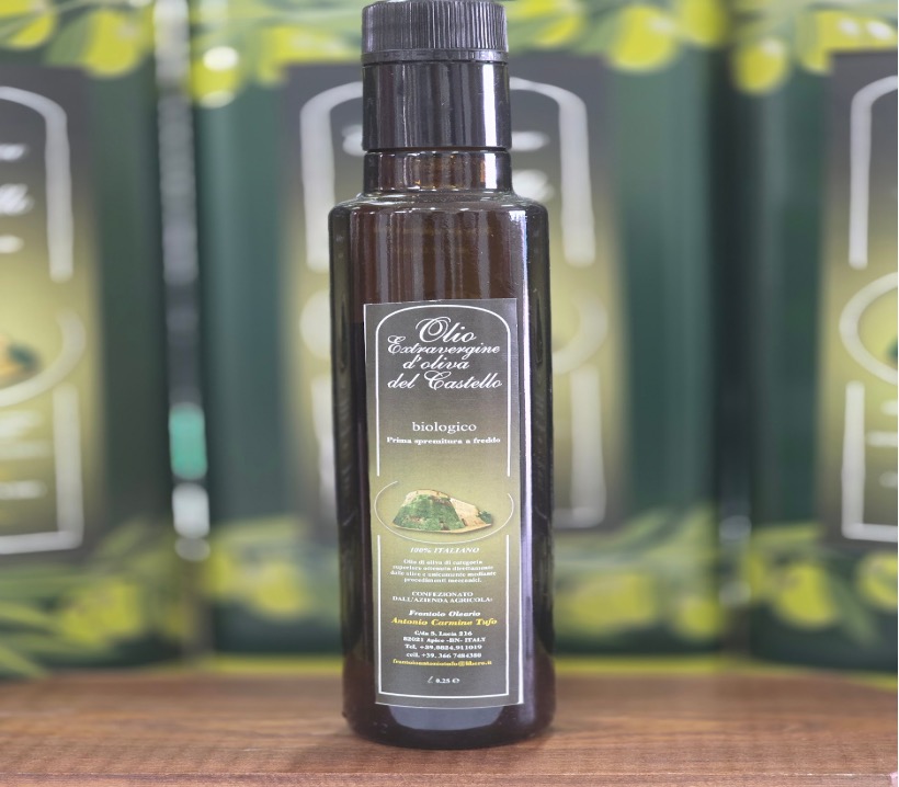 Olio Extravergine d'Oliva del Castello - Biologico - Bottiglia Tappo Antirabbocco per ristorazione - 0,25l