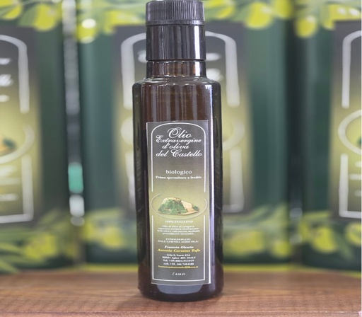 Olio Extravergine d'Oliva del Castello - Biologico - Bottiglia Tappo Antirabbocco per ristorazione - 0,25l